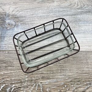 Modern Metal Wire and Glass Soap Dish